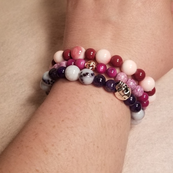 🎉🎉 HP!! 💜 Pink and purple stretch bracelet set - Picture 5 of 5